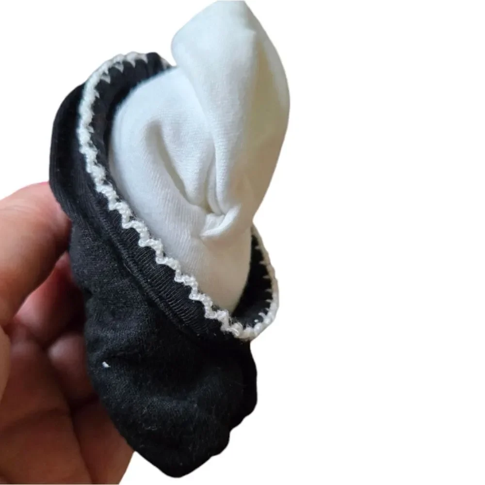Kate Spade New York Black & White Bow Sock Knit Crib Shoes Girls Newborn 0-3M NB